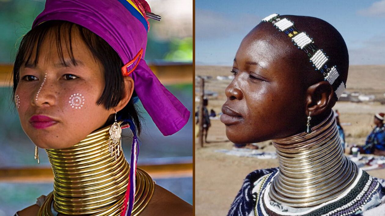 Halsverlängerung bei Frauen des afrikanischen Stammes